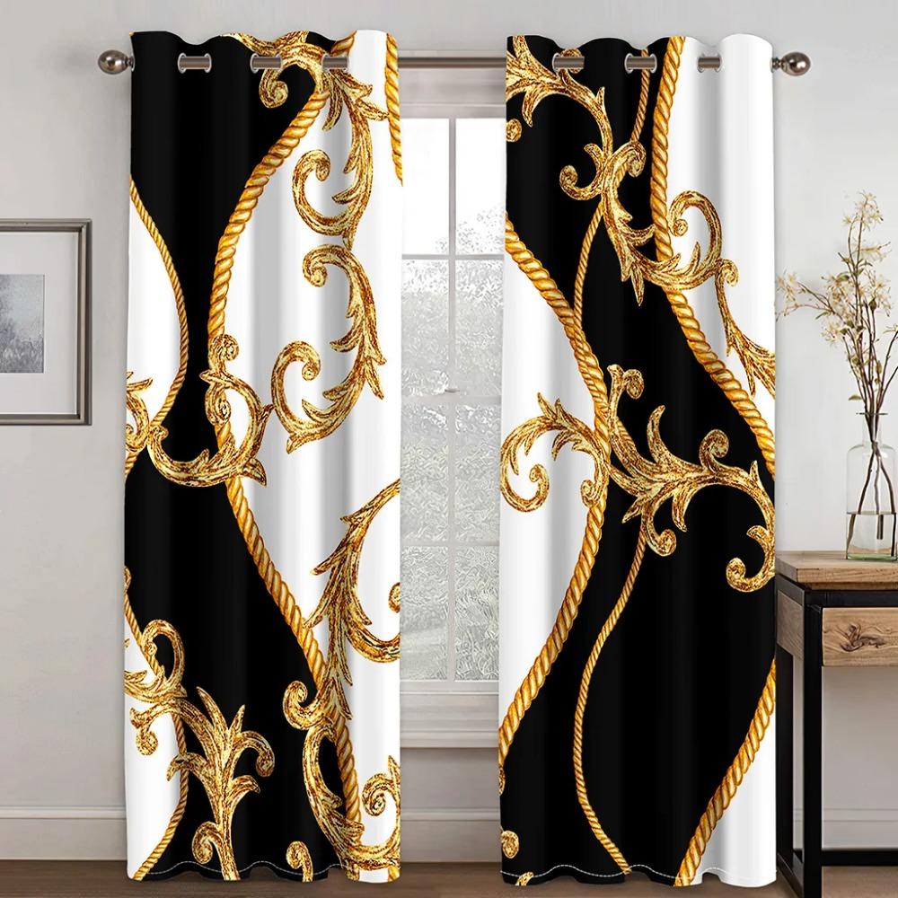 Newest Famous Golden Digital Printed Curtains European style Premium Drapes Custom Luxury Living Area Window Drapes