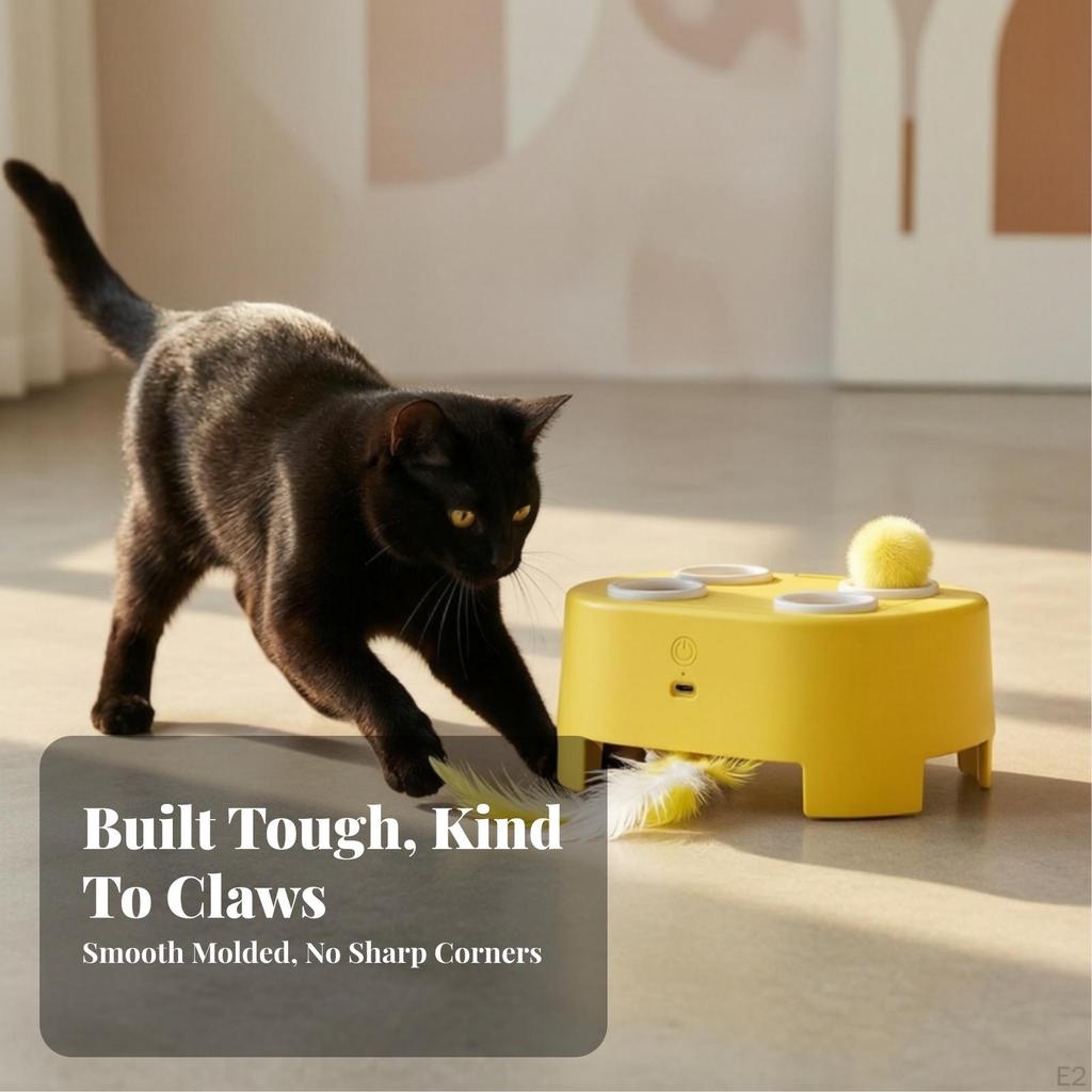 Rechargeable Interactive Cat Toy Low-Profile with Feathers Portable Easy