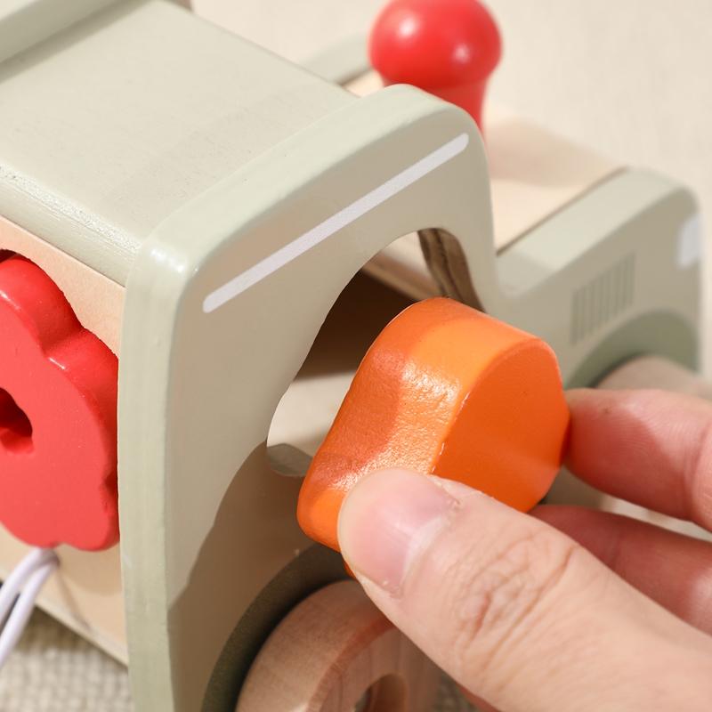 Kids Wooden Rail Train Toy Children Assembled Building Block Toy Newborns Early Educational Aid Toys Montessori Finger Fine Game