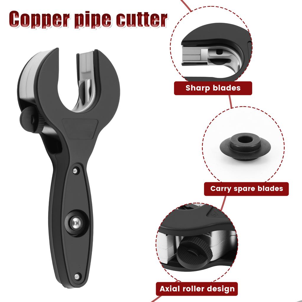 Ratcheting Tube Cutter Aluminum Alloy Ratchet Pipe Cutter with 3 Replacement Blades Copper Pipe Cutter Kit for Car and Pipeline