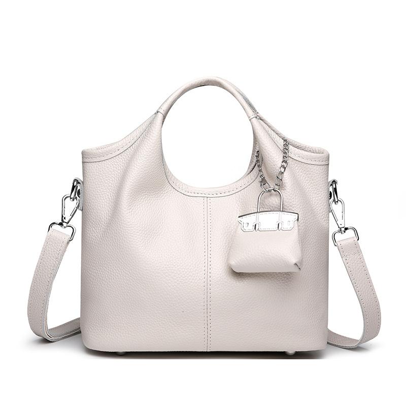 

Head Layer Cowhide Bucket Bag - Genuine Leather Fashion Hundred Large Capacity Spacious Handbag (Luxury Multifunctional Ladies Commuter Bag) покинуть белый