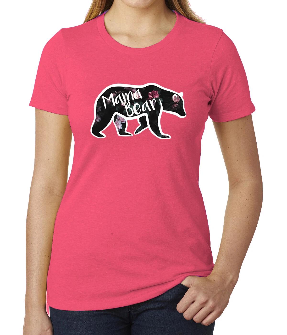 Mama Bear Floral Woman s Graphic T-Shirt- Cute Mom shirts S