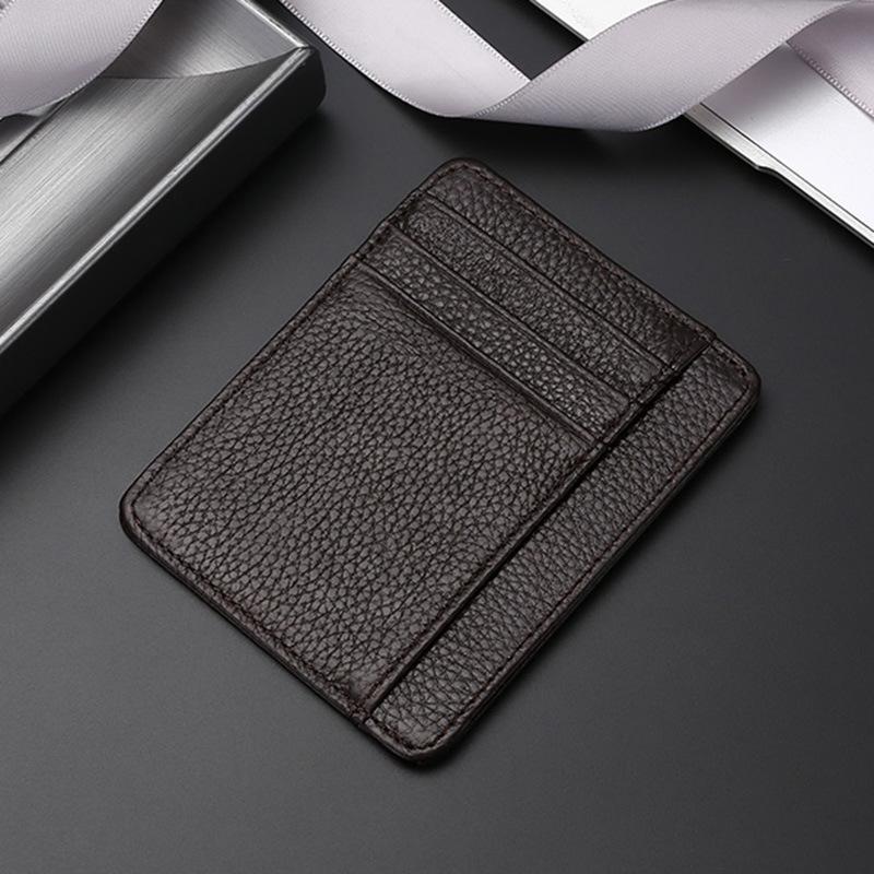 Genuine leather card bag, first layer cowhide card clip, ultra-thin bank credit card cover, multi-card position, and small ID bag.