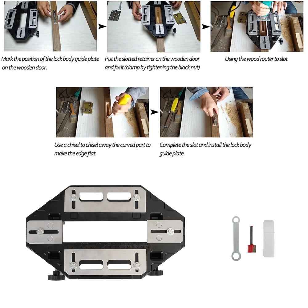 Türscharnier-Bohrschablone Holzbearbeitung Lochöffner Schlitzfräsanschlag Holztürscharnierlochführung Türschloss-Bohrschablone für Türschlossinstallation