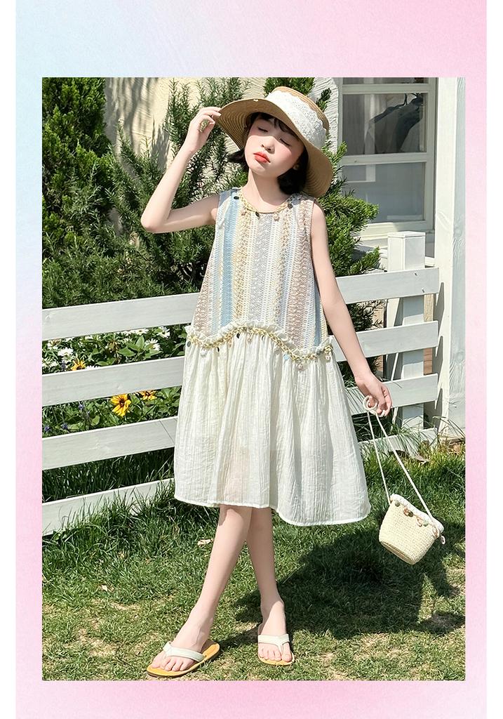 Girls' dress summer 2026 new children's summer dress, stylish bohemian style sleeveless tank top dress
