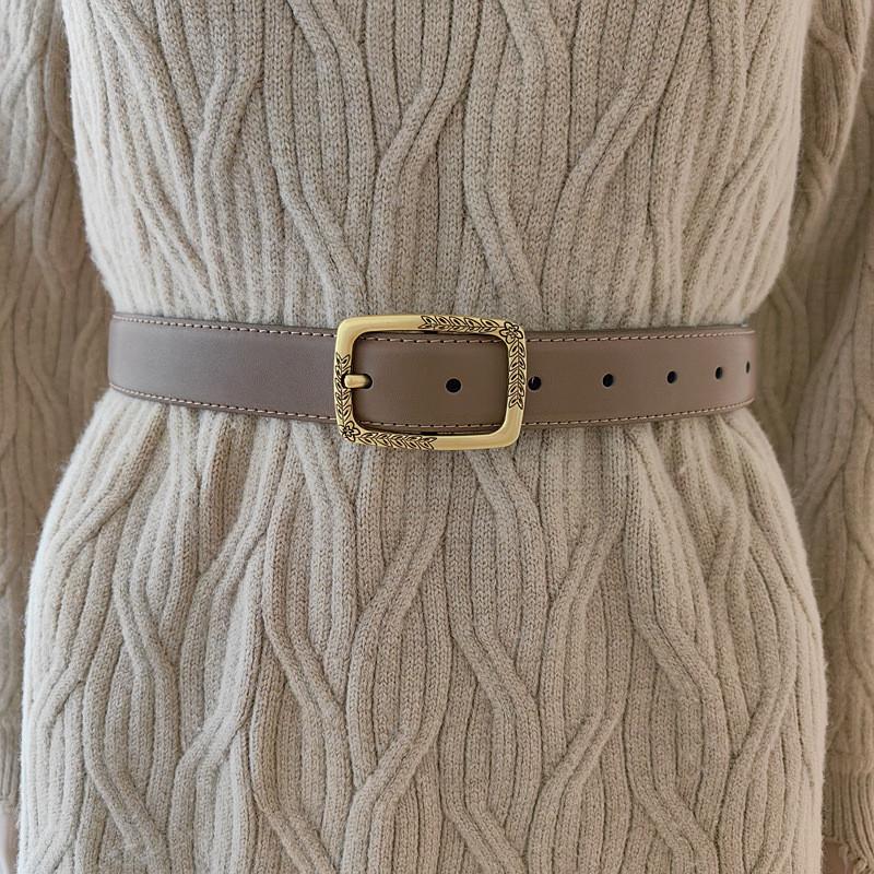 Genuine Leather Womens Cowhide Belt Alloy Buckle Fashionable Casual Decoration