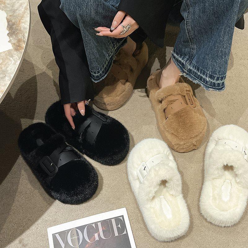 Wear Thick Cotton Mop Home Soft Bottom 2025 Semi-non-slip Autumn and Winter Pregnant Women Bag Head Bottom Black New Fluffy Slippers Women