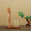 Rökelsehållare med askfångare i transparent glas Träbas Rökelsebrännare med klämma Hemkontor Skrivbord Yoga Meditation Dekoration