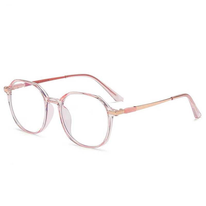 Transparent Pink Frame Polygon Minus Lens Prescription Eyeglasses Women Men  Short-Sight  Eyewear 0 -0.5 -0.75 To -6.0