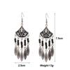 Classical Ethnic Drop Glaze Geometric Earrings for Women Vintage Texture Beaded Dangle Earring Daily Vacation Jewelry