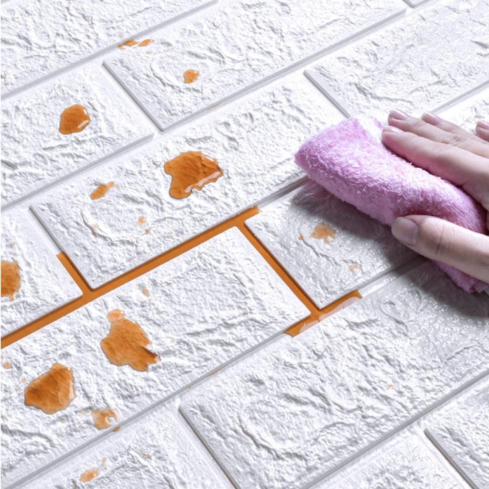 10pcs Soft Foam Brick Wall Sticker 38.5x35cm Self Adhesive Waterproof Stain Resistant Wallpaper Kitchen Household Home Decor