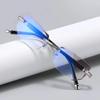 Men Women Fashion Reading Glasses Vintage Square Rimless Far Sight Prescription Glasses Unisex Retro Anti-Blue Hd Lens Hyperopia