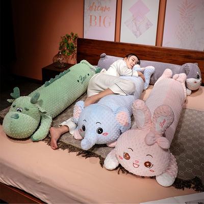 Bubble Velvet Animal Long Throw Pillow Cute Elephant Dinosaur Bunny Sleeping Long Pillow Girl Sleeping Pinch Doll