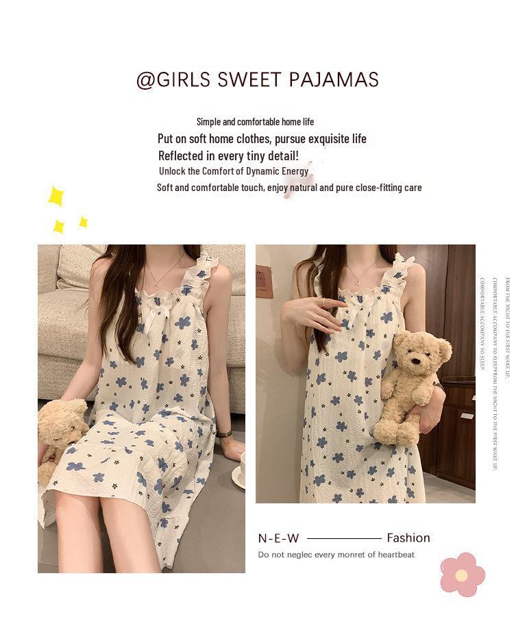 Süßes Mädchenhaftes Prinzessinnen-Nachthemd mit Brustpolstern - Lockerer Umstandssommerpyjama
