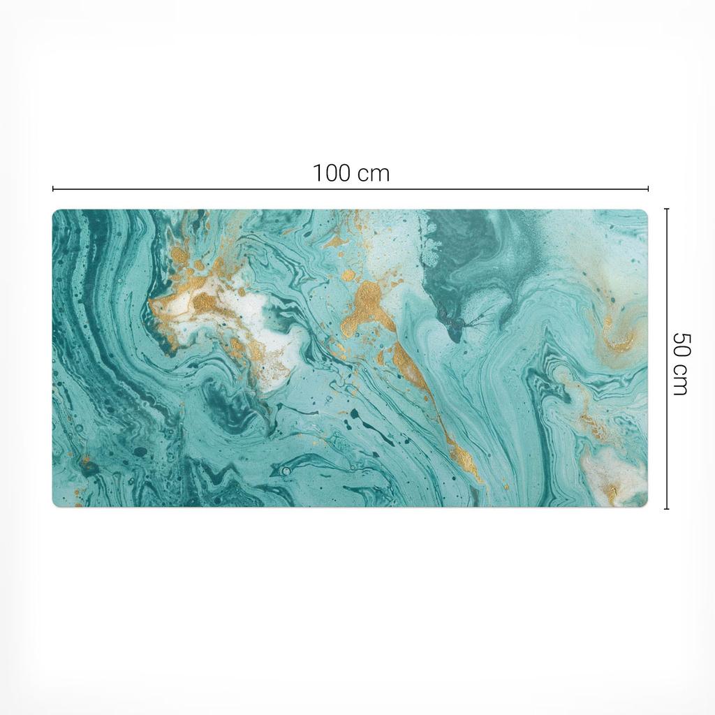 Protective Decorative Mat for Office Table Marble Flourishes 100x50 Cm