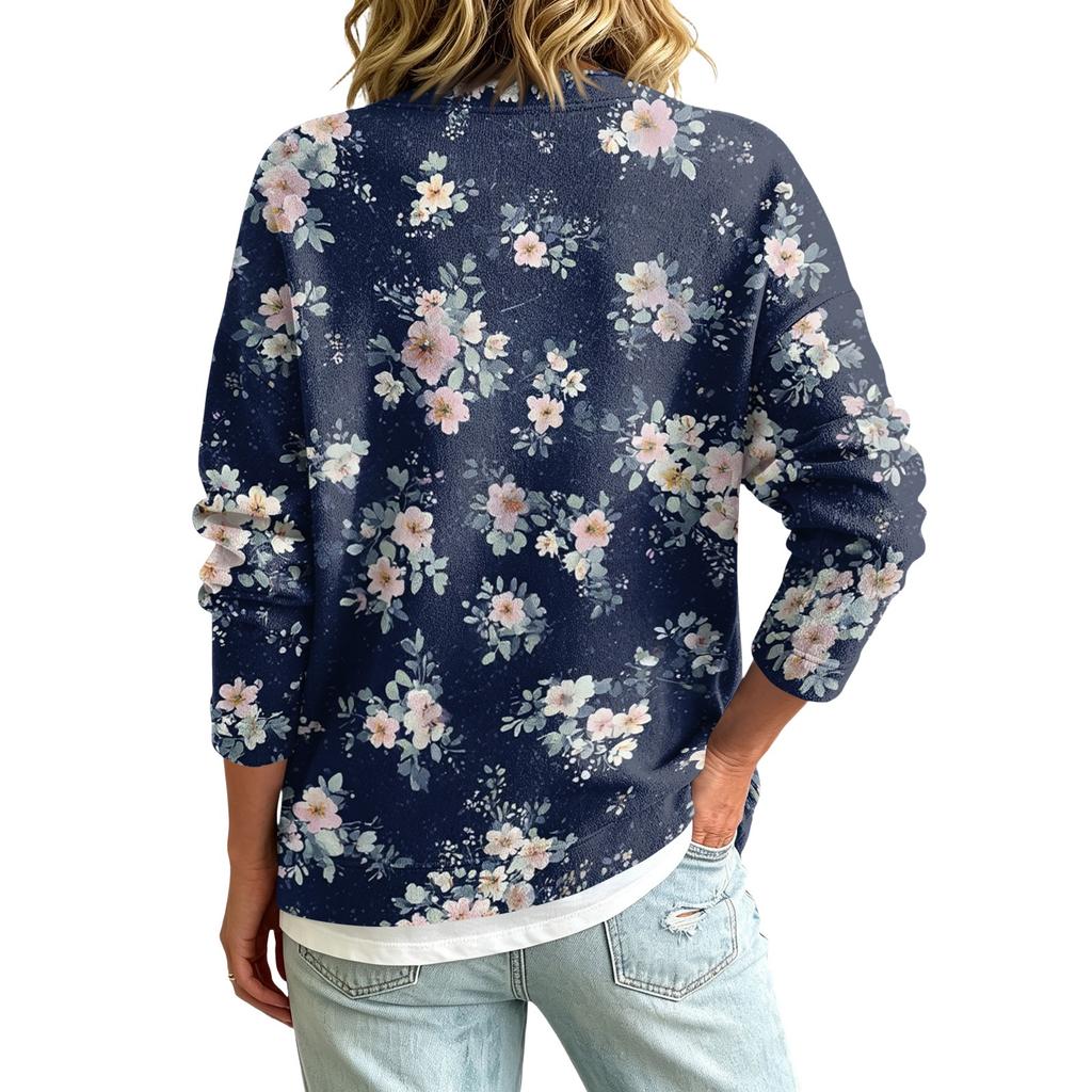 Women's Vintage Floral Print Button Front Jacket for Casual Outdoor Wear