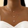 Modern Layered Crystal Pendant Necklaces Minimalist Gold-Plated Metalcrystal Clavicle Chain Everyday Necklaces Gifts