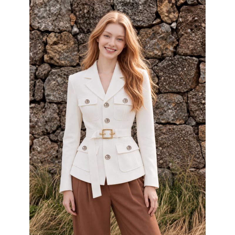 i.t:CHOCOOLATE Women's Lapel Belted Blazer
