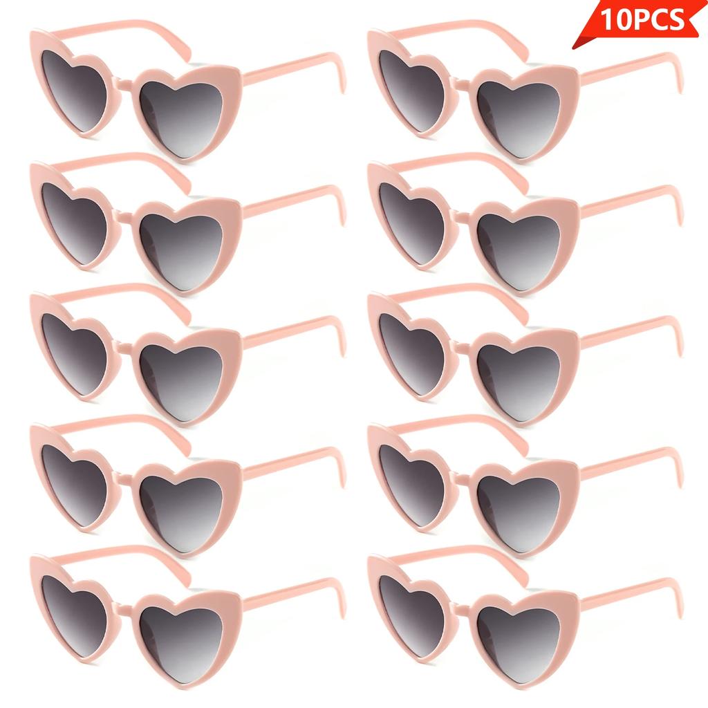 10 Pack Heart Sunglasses Vintage Cat Eye Heart Glasses Retro Bachelorette Bride Sunglasses Bulk For Women