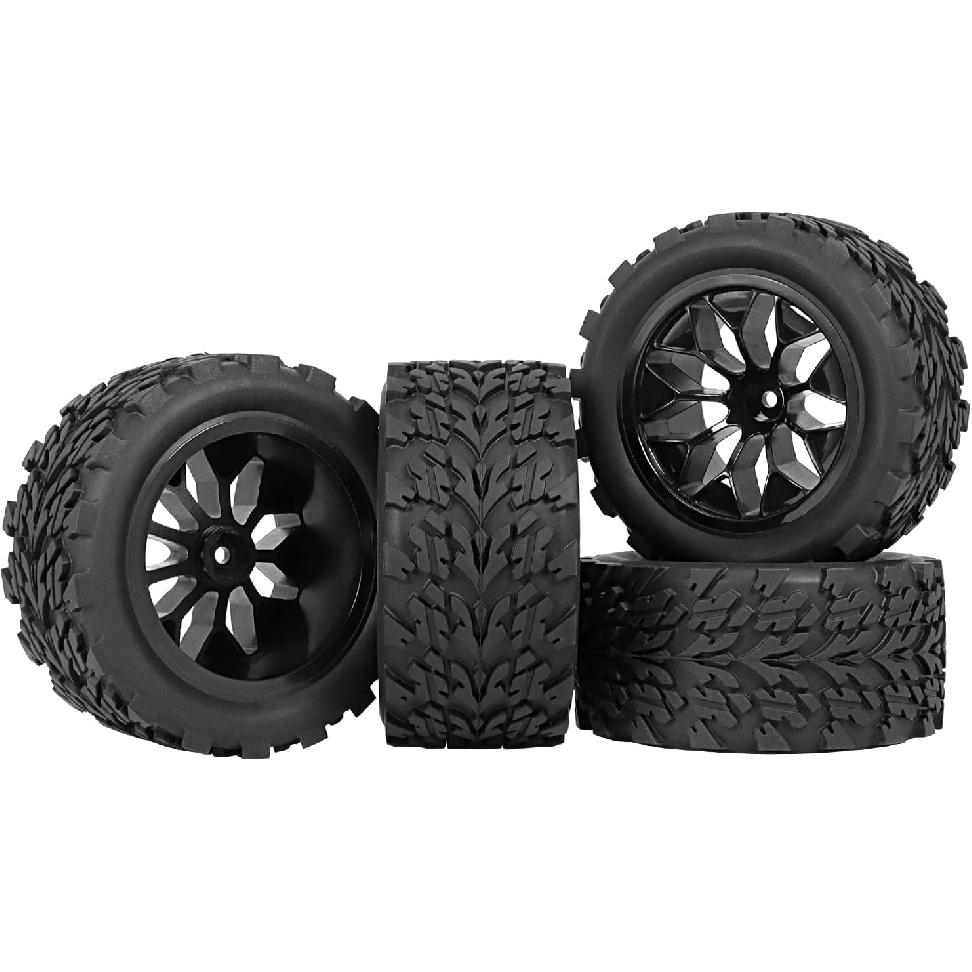 RC Station 12mm Hex RC Wheels and Tires 1/10 Scale RC Truck Tires and Wheels for Traxxas Rustler Stampede 2wd 4x4 vxl Hoss E-Revo Redcat Volcano EPX