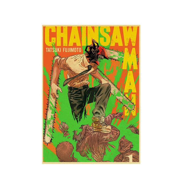 Popular Anime, Chainsaw Poster, Vintage Kraft Paper Print, High-quality Decorative Painting, Room Decoration