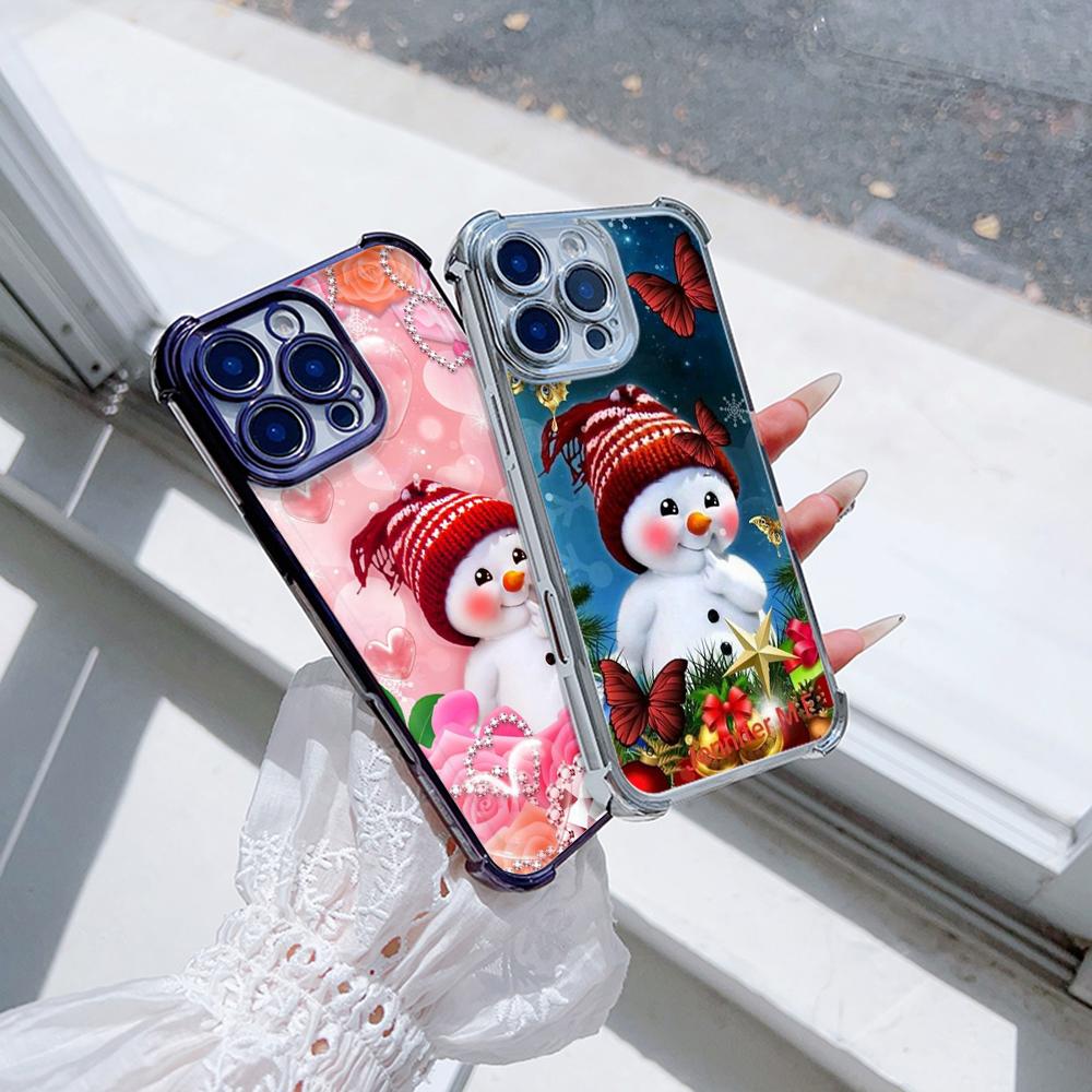 Ae110 Merry Christmas Electroplated TPU Phone Cases for Samsung A20s A54 A12 A14 S22 S23 S24 Ultra A55 A15 S20 S21 FE Four Corner Protection Cover
