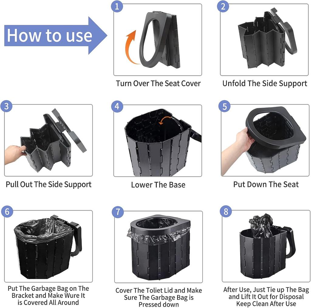 Portable Toilet for Camping Potty Adults Porta Travel Commode Bucket CarTravel, Outdoor Hiking Backpack Trips Tent Boat, Beach Traffic Jam