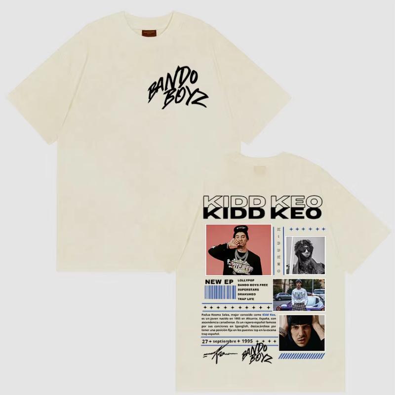 Rapper KIDS KEO Bando Boyz Tour 2025 Merch T Shirts Unisexs Street Retro Hip Hop Gothic Short Sleeve Cotton Tshirt Y2k Streetwear