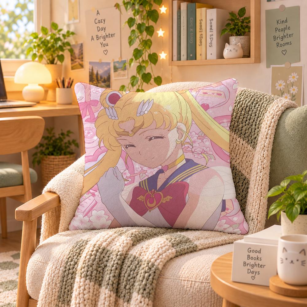 Anime Sailor Moon Magical Cushion Cover Personalized Soft Plush Pillow Living Room Home Sofa Bedroom Office Car Cushion