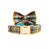 Green Plaid Plain Cloth Pet Collar Velvet Leash, Anti-Break Free Dog Leash Leash Dog Chain Dog Collar