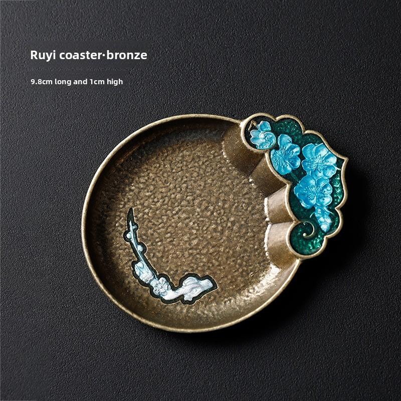 Japanese Antique Copper Coasters Retro Heat Insulation Cup Holder Mat Pad Chinese Kung Fu Gungfu Tea Ceremony Tea Trays Teaware