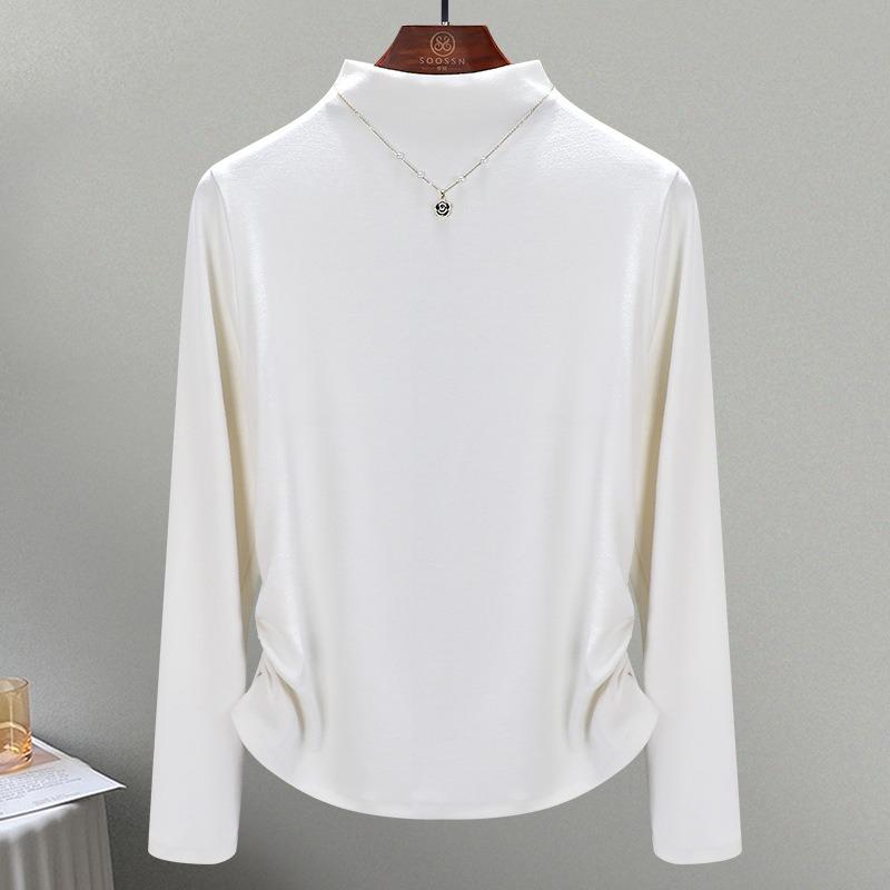 Merino Wool Machine Washable Wool Sweater Women's Autumn New Semi-turtleneck Bottoming Shirt Elastic Waist