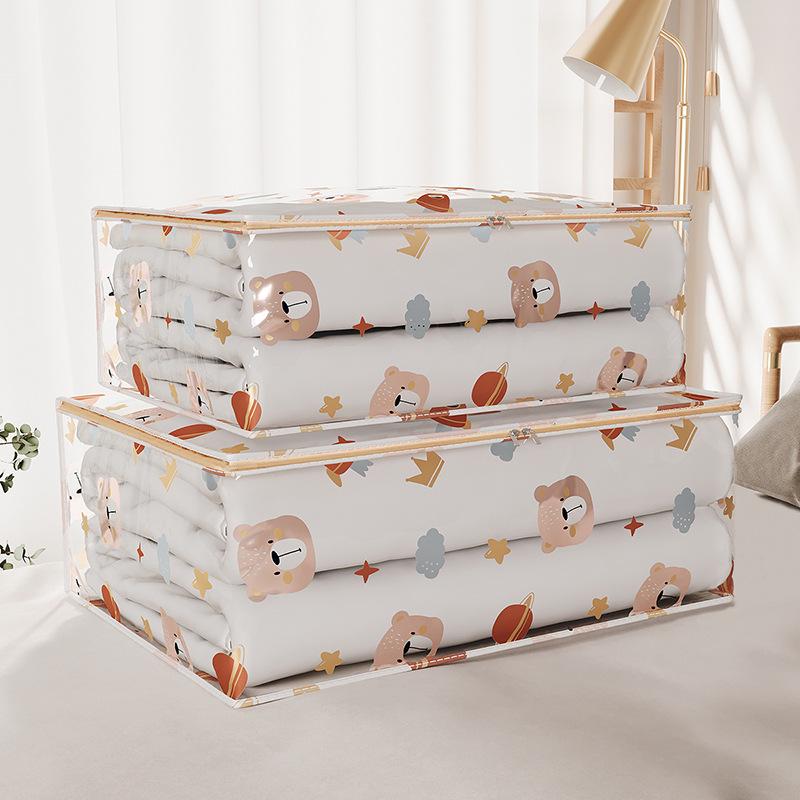 Thickened Transparent Space Bear Quilt Storage Bag - Dustproof, Printed, Large Capacity, 3D Design
