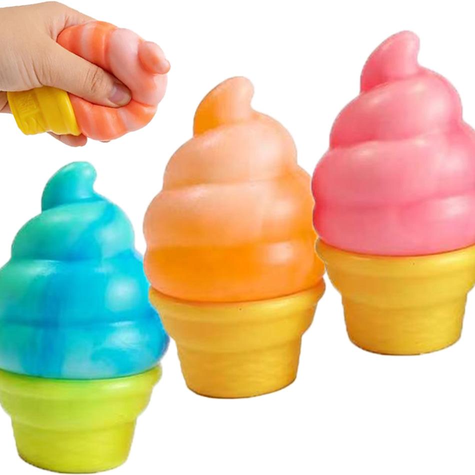 Ice Cream Squeeze Squishy Toy, Stress Relief Fidget Sensory Toy, Anti-Anxiety for Kids, Office Desk Toy for Adults Gift