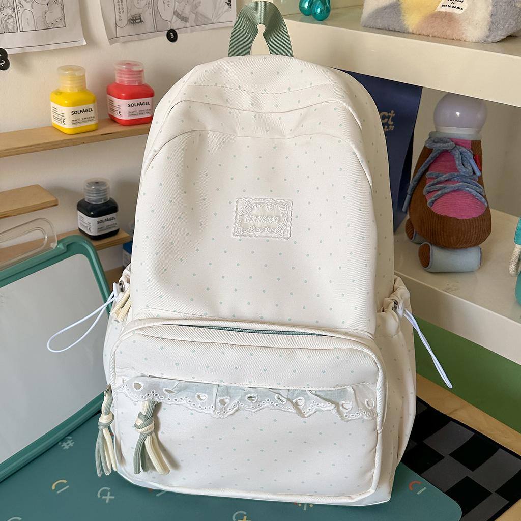 Schoolbag Korean Cream Wind Lace Girl Sweet Backpack Elementary School Student Versatile School Travel Lightweight School Bag Girl