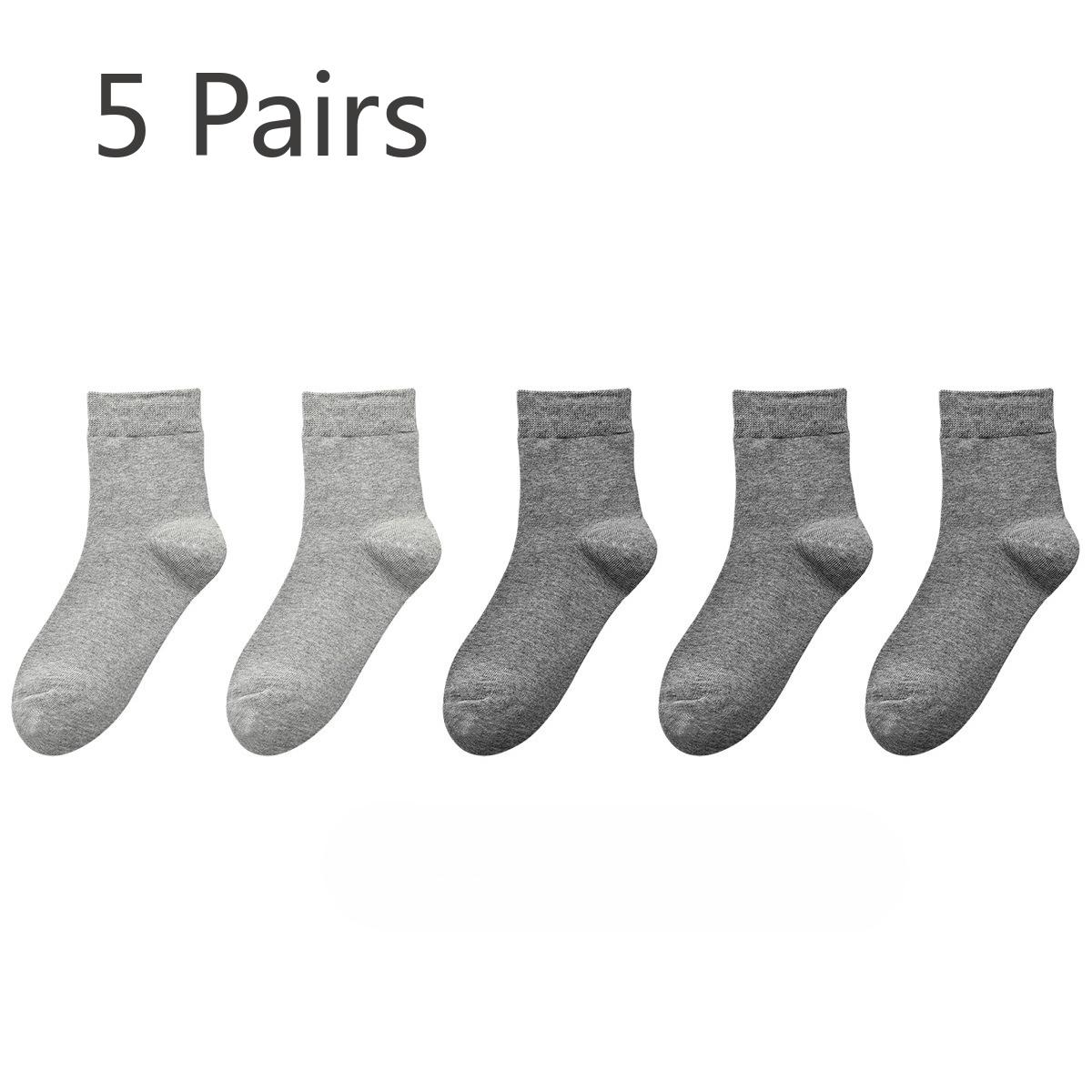 

5 пар мужских осенне-зимних коммерческих спортивных дезодорирующих носков из чистого хлопка однотонной расцветки 5 Pairs