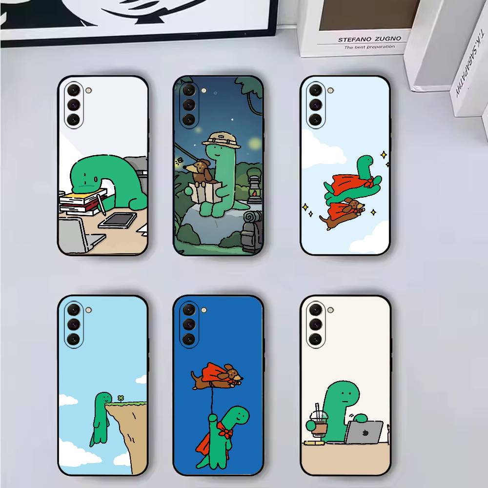 Cute J-Jogumans Dinosaur Phone Case For Samsung Galaxy A73,A72,A71,A70,A53,A52,A51,Soft Silicone Black Cover