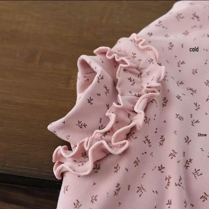 Girls' Floral Print Cotton Coat with Lace Collar - Warm Autumn/Winter Layer