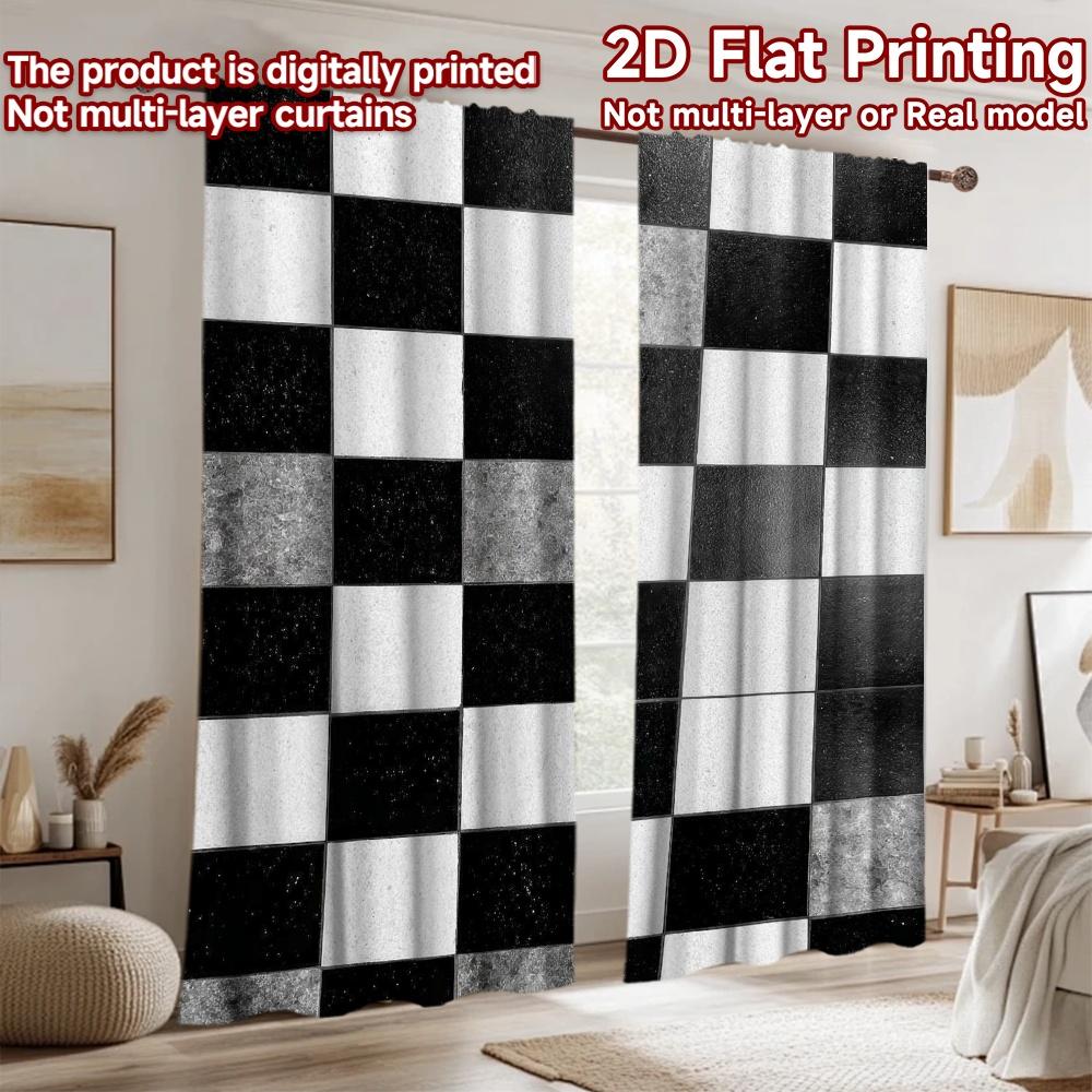 2D Flat Photography Backdrop Popular Party Backdrop Black and White Squares 100% Polyester Festive Backdrops for Suitable