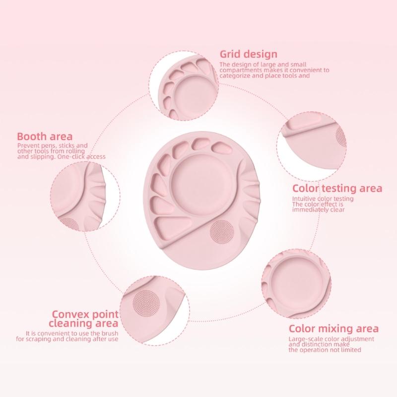 Portable Silicone Cosmetic Palette with Smooth Surfaces for Quick Cleanup and Travel Friendly Makeup Adjustments