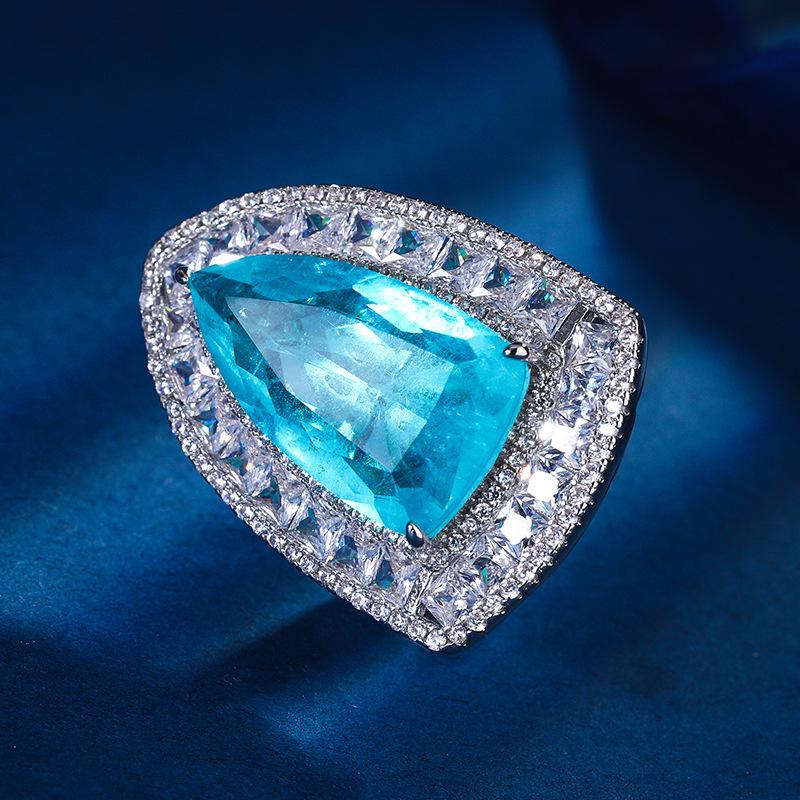 

Jewelry Copper Bottom Gold-Plated Simulation Color Treasure Corundum Bullet Personality Light Luxury Ring Female 13 * 23