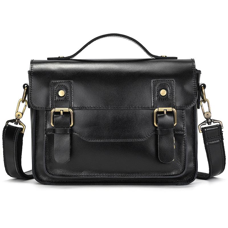 Men'S Genuine Leather Shoulder Bag Crazy Horse Leather Messenger Bag First Layer Cowhide Flip Shoulder Bag Casual Bag