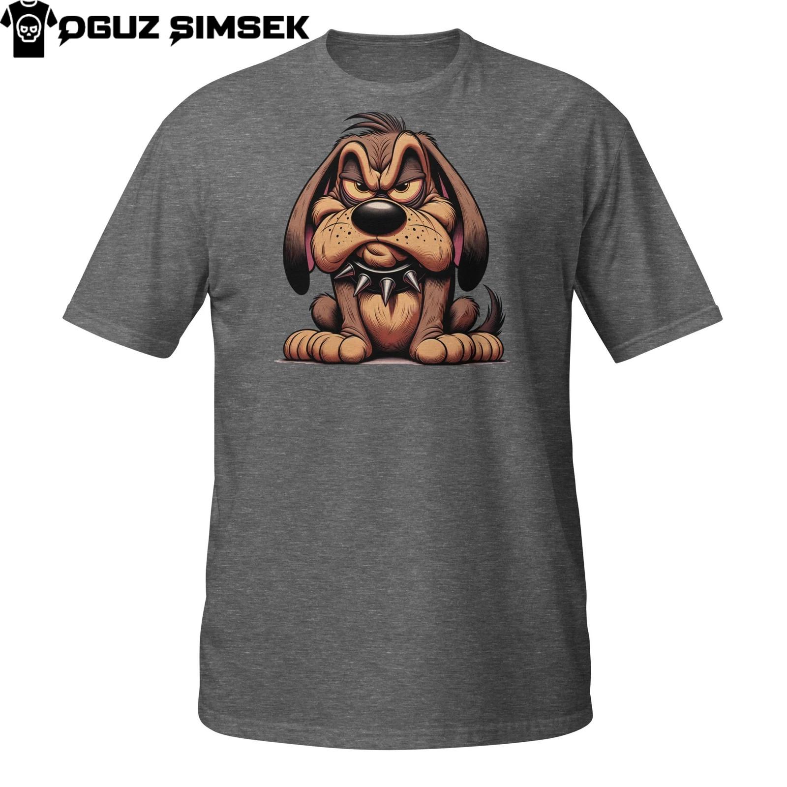 Grumpy Dog T-Shirt Mens Womens Tees Top – Funny Angry Cartoon Puppy Graphic Tee L