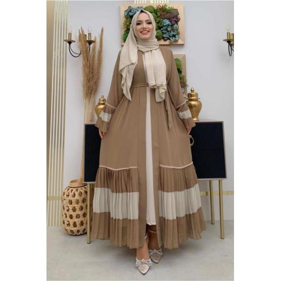 

Женская норковая юбка и рукава со складками и детальным маховиком Abaya