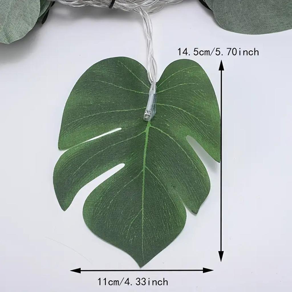 1.5/3/6M Led Monstera Leaf String Lights Battery Powered Tropical Rattan Palm Leaf For Wall Hanging Home Garden Decoration