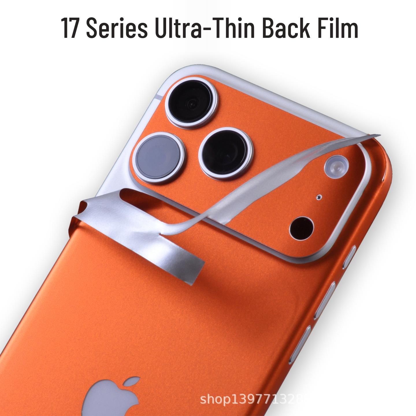 

Совместим с iPhone 17 Pro Max, Полное покрытие, Прозрачная задняя пленка из углеволокна Back Sticker - Orange