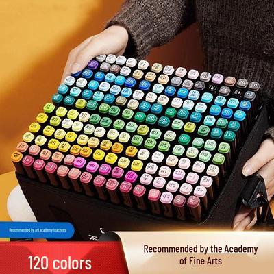 Dual-Tip Oil-Based Markers for Art Students & Anime, Perfect for Children's Drawing & Coloring.
