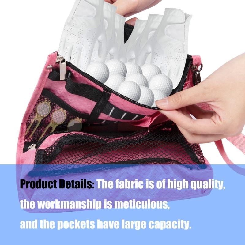 Golf Accessory Bag Pouch Zippered Valuables Bag Golf Pouch Organizer Bag Foldable Golf Ball Pocket for Man Adults