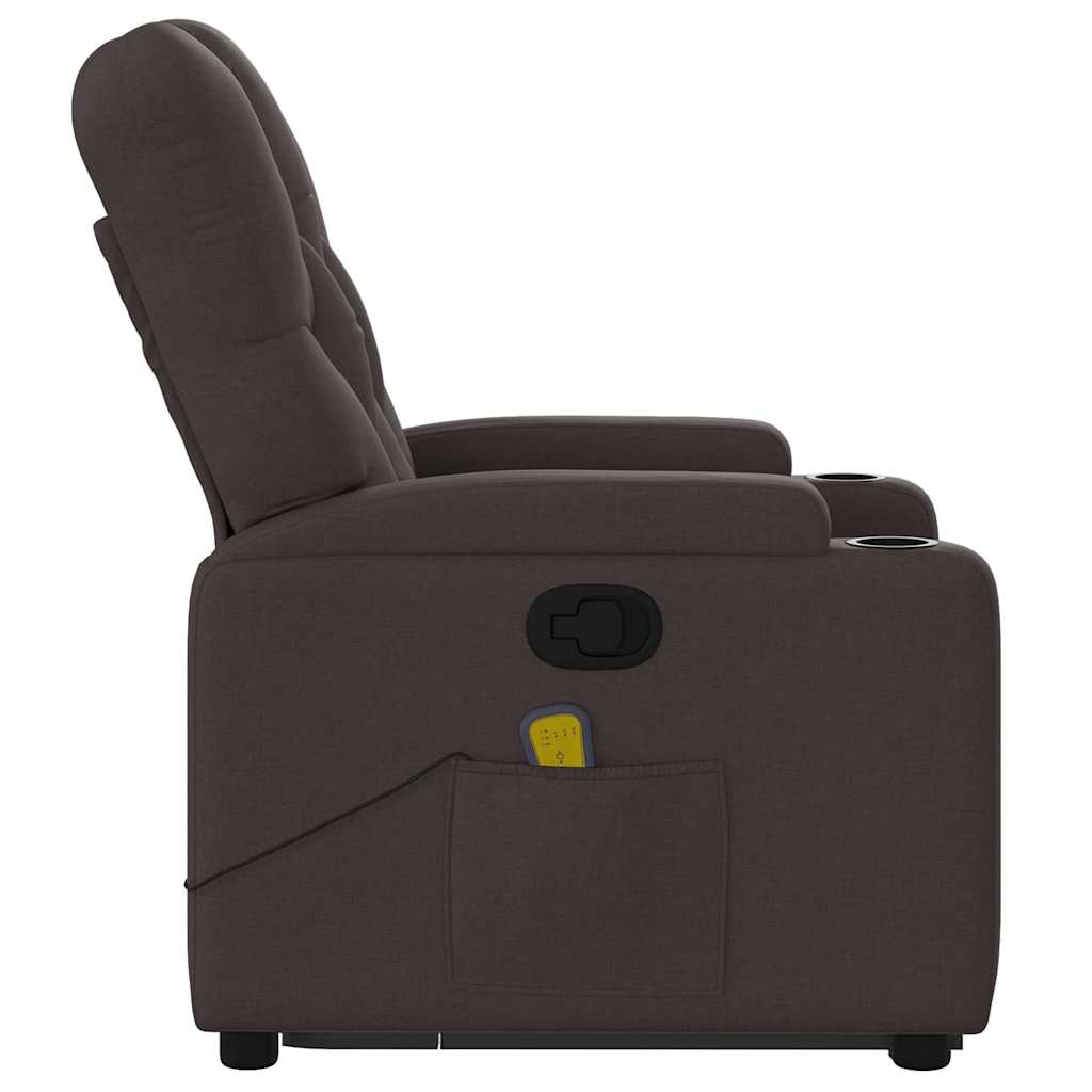 Recliner Chair with Lift Function Dark Brown Fabric