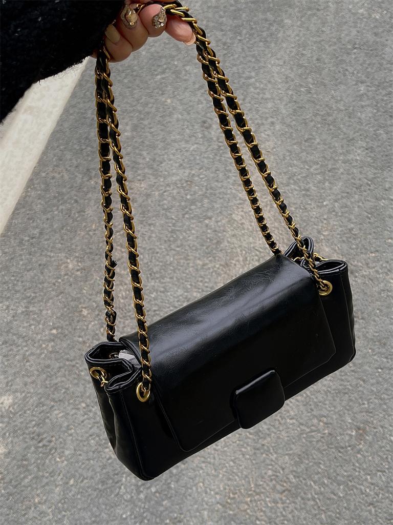 Retro Women's Underarm Shoulder Bags 2026 New Texture PU Leather Chains Messenger Bag Korean Temperament All-match Handbags